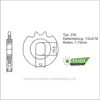 Kettenritzel SACHS 50/3+50/4, 506/3+4, 505,