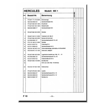 Ersatzteilliste Hercules MX 1 / Motor 505/2 BY KF