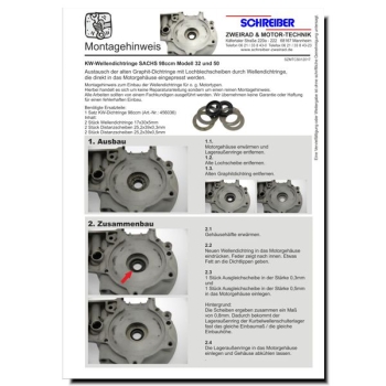 Wellendichtringe für die Kurbelwelle Sachs 98/32, 98/50