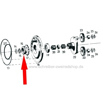 Mutter M26x1,5 für Kettenritzel SACHS 502/1