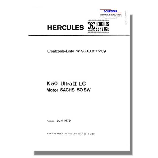 Microfich Ersatzteilkatalog Ersatzteilliste Hercules Ultra 50 80 RS Chopper 7/83 