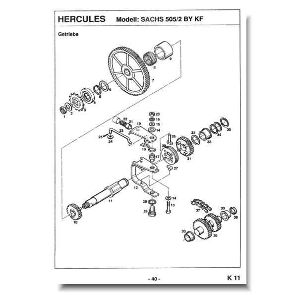 Hercules / DKW P1-505 P  Ersatzteile-Liste/Explosionszeichnung Motor
