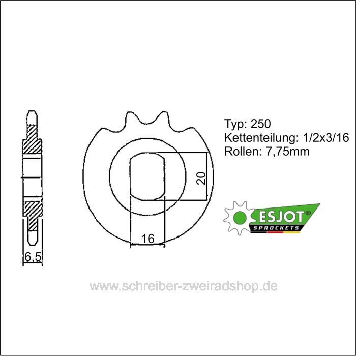 Kettenritzel SACHS 15 Zähne 501/4 BKF