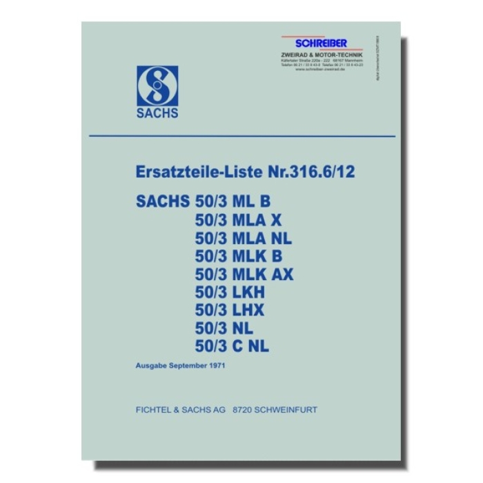 Ersatzteilliste SACHS 50/3 ML B, ML A, ML K, LKH, C