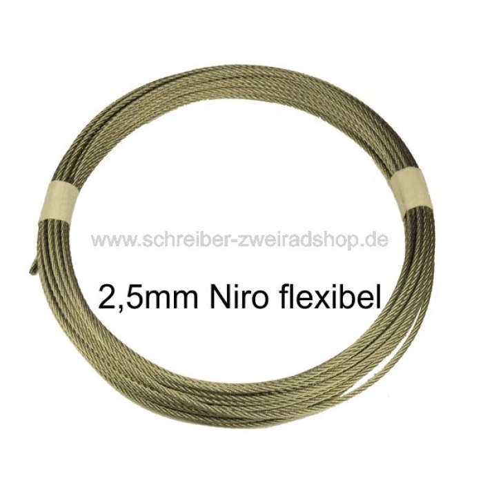 Innenseil Edelstahl 2,5mm Rolle 10m flexibel