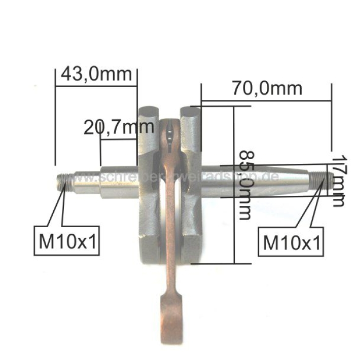 Kurbelwelle Sachs 50/3, 50/4 17mm