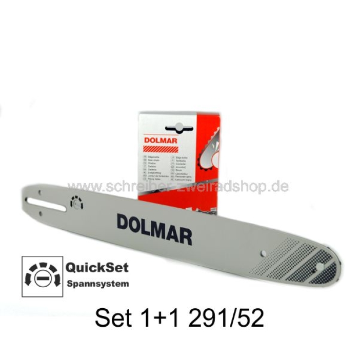 Set 1+1 Sägekette und Quickset-Schiene 291/52 35cm