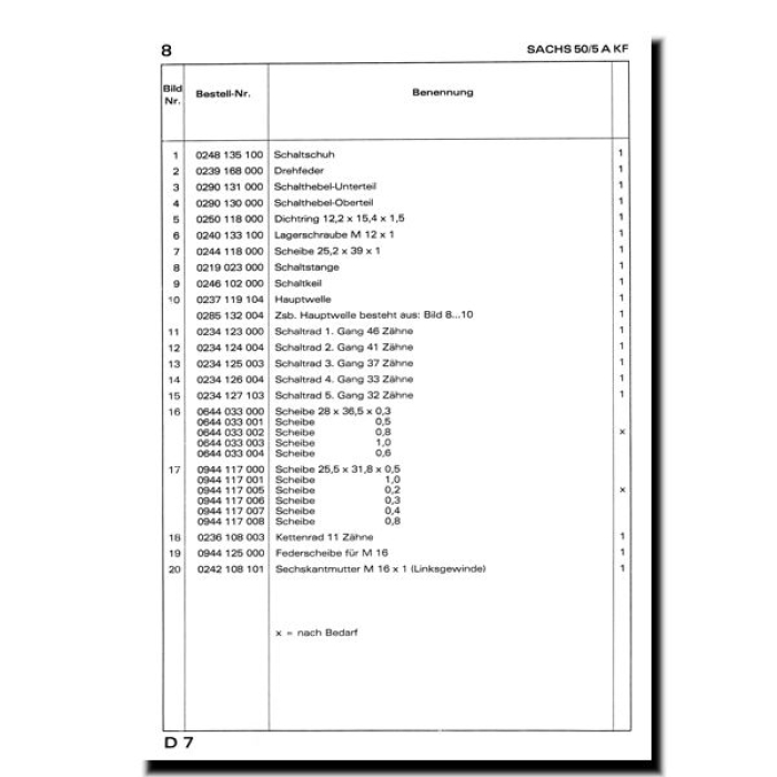 Ersatzteilliste SACHS 50/5 AKF