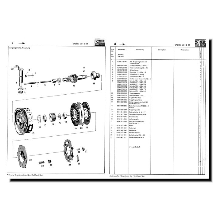 Ersatzteilliste SACHS 50/4 EKF Ausgabe 1978