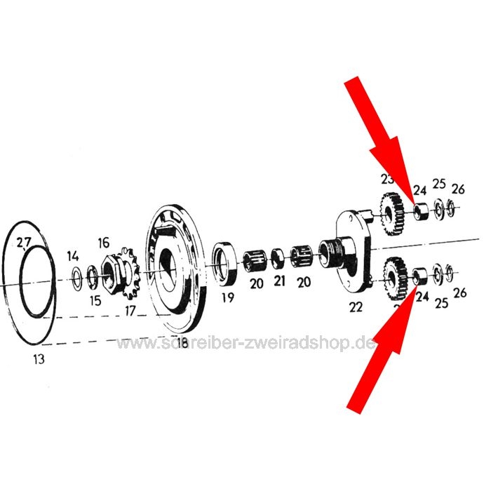 Lagerbuchse für Planetenräder für SACHS 502/1